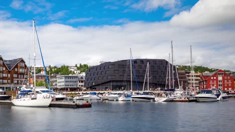 view of a marina in tromso, north norway