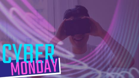 Texto-De-Cyber-Monday-Y-Hombre-Usando-Casco-De-Realidad-Virtual-4k