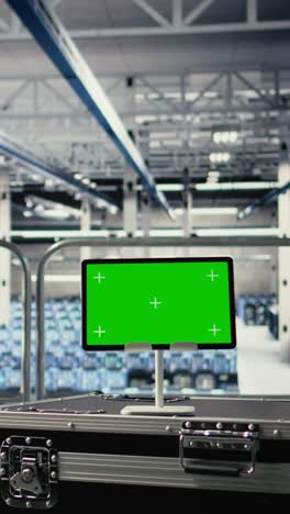 Vertical Video Data Center It Professionals Check Ai Dashboard Using Isolated Screen Tablet