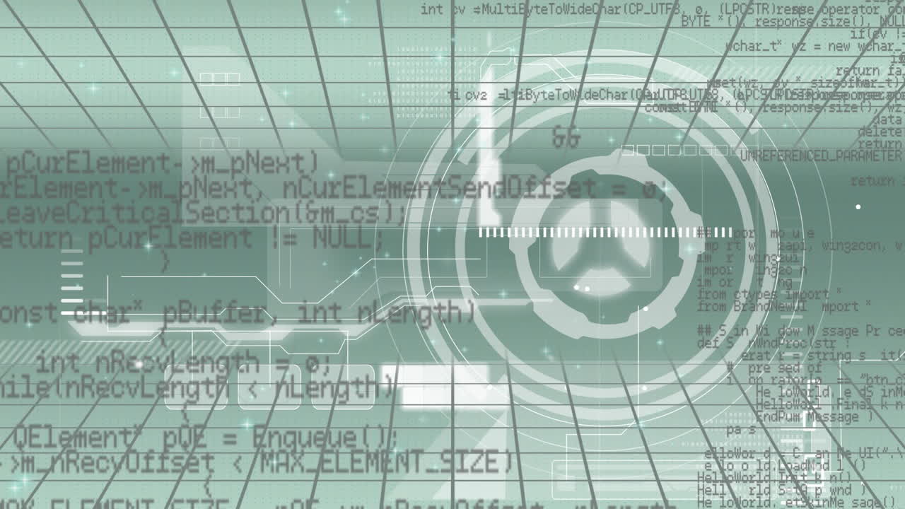 Animation of programming language with arc reactor against abstract background