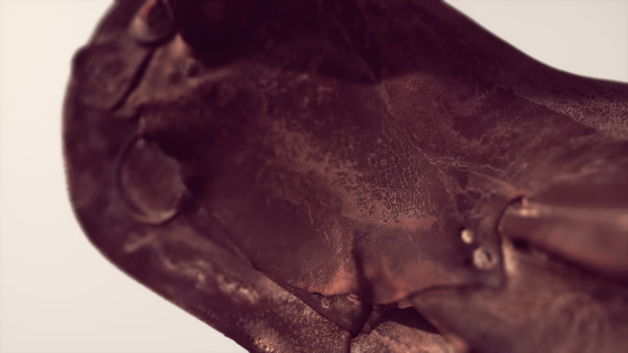 오래된 빈티지 가죽 드레사지 말 의자