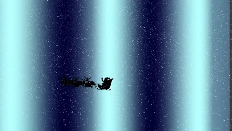 animation of snow falling at christmas over santa in sleigh