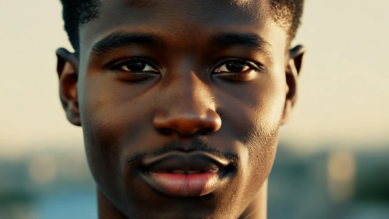 Close up portrait of a smiling young black man