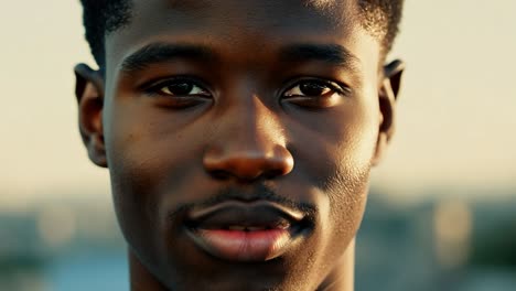 retrato en primer plano de un joven negro sonriente