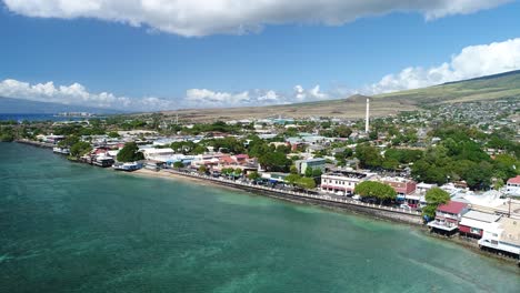 The-Historic-Aerial-Drone-View-of-Front-Street-in-Lahaina-Maui-4K