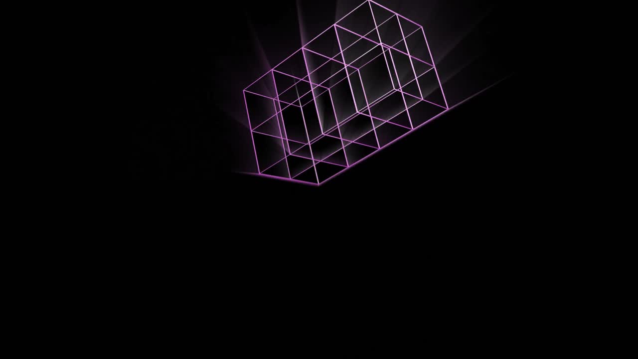 검은색 배경에서 움직이는 반 ⁇ 이는 3d 모양의 애니메이션