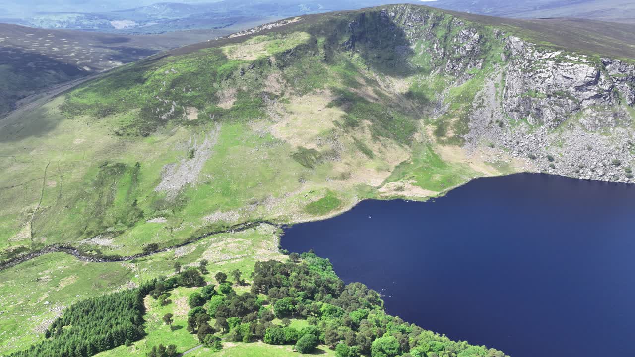 Ireland epic Locations the colours of summer Lough Tay Wicklow Mountains on a perfect day aerial view