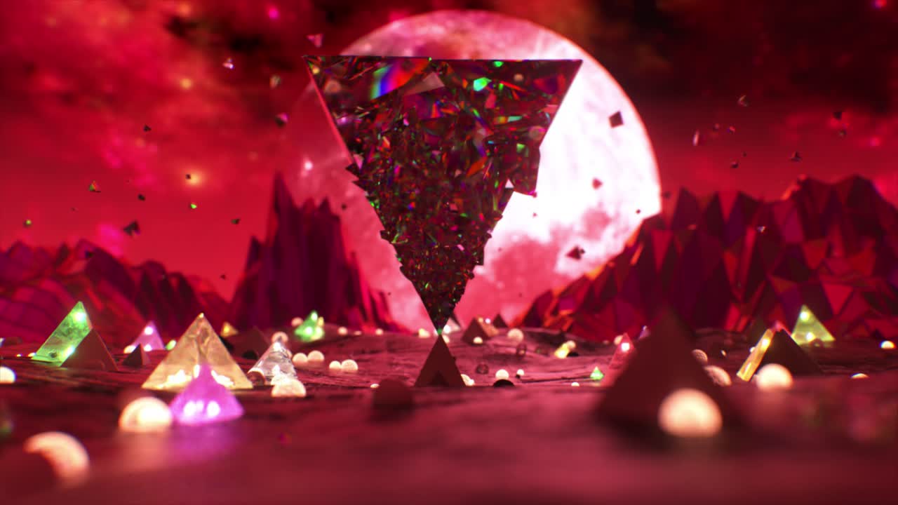 밤에 추상적인 크리스탈 풍경