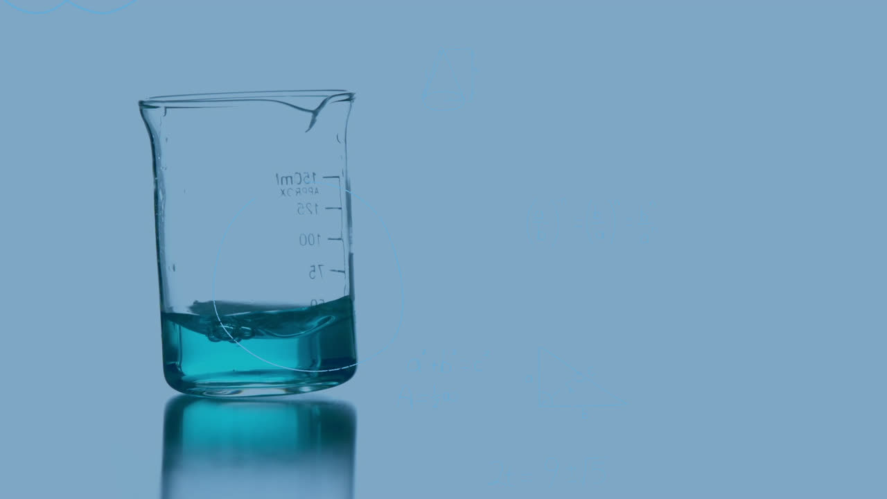 animación de fórmulas matemáticas sobre el científico en el laboratorio