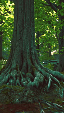 closeup of tree roots in a lush forest