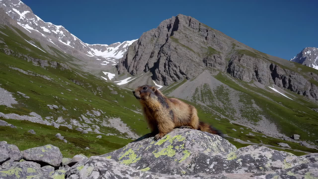Marmot on a Mountain Rock