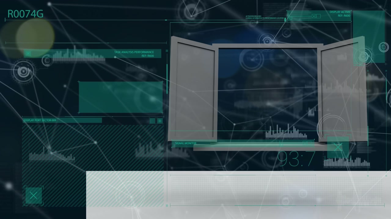 Animation of network of connections over door