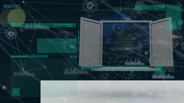 Animation of network of connections over door