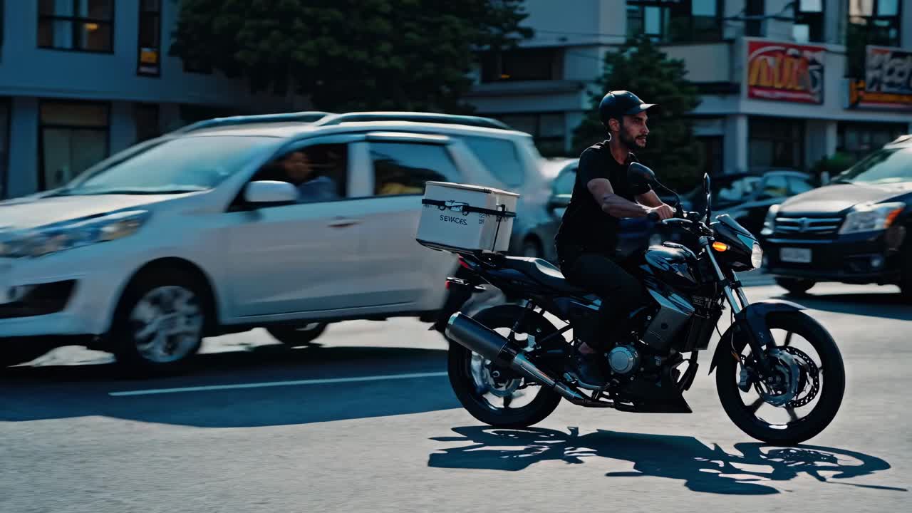 도시 교통에서 배달 오토바이