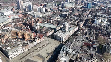 nottingham city centre uk panning drone aerial