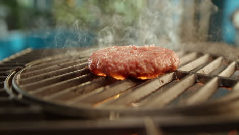 hamburguesa a la parrilla en llamas