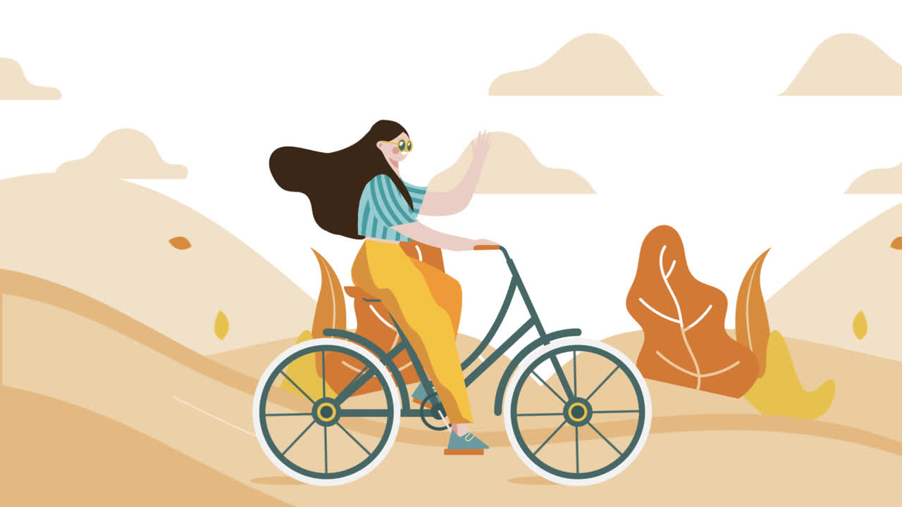 평평한 세계 자전거 날 배경의 모션 그래픽