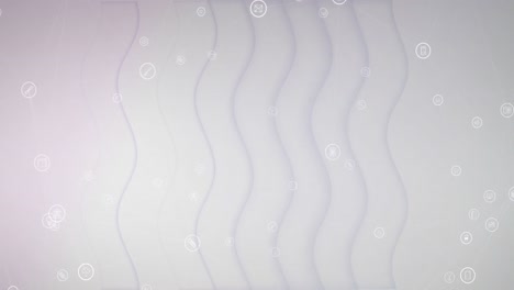 Animation-of-digital-icons-over-waving-white-background