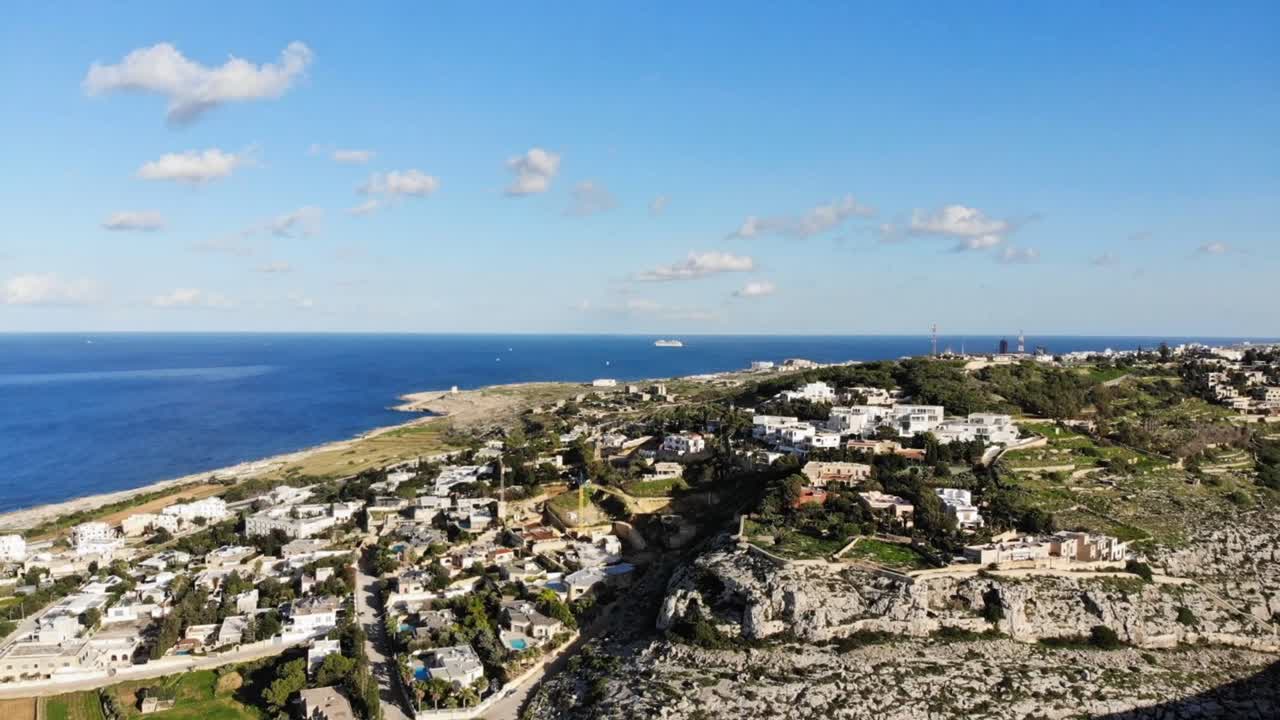 몰타, gharghur 및 주변 지역의 공중 드론 하이퍼랩스 비디오