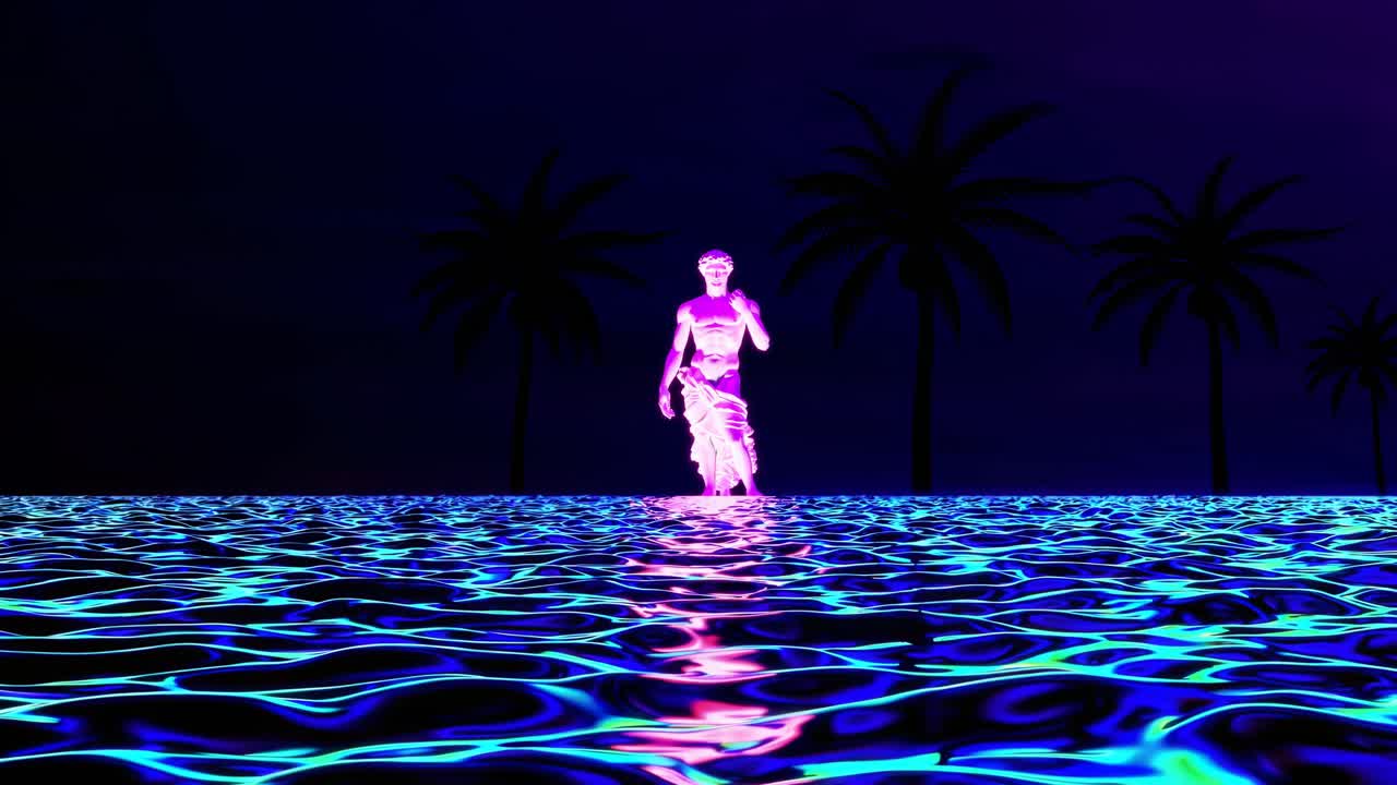 바가에 있는 네온 고전 동상