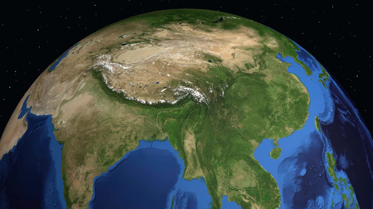 Un globo digitale ruota e si avvicina dallo spazio su un indicatore di posizione specifico in India.