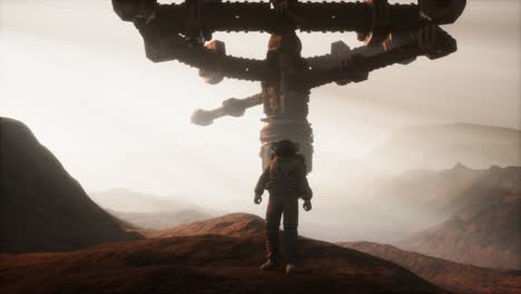 astronaut walking on an mars planet