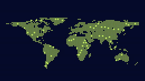 vibrant world map of green dots on a dark background