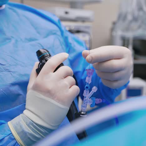 medical procedure with an endoscope in an operating room