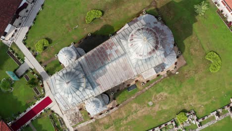 Birdseye-Aerial-View-of-Mileseva-Orthodox-Monastery,-Serbia