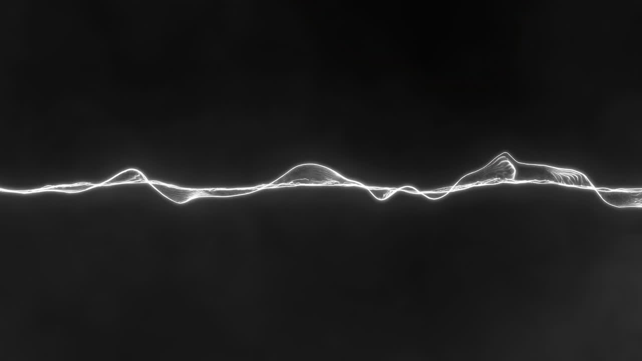 Dynamic White Audio Waveform Pulsating on Dark Background