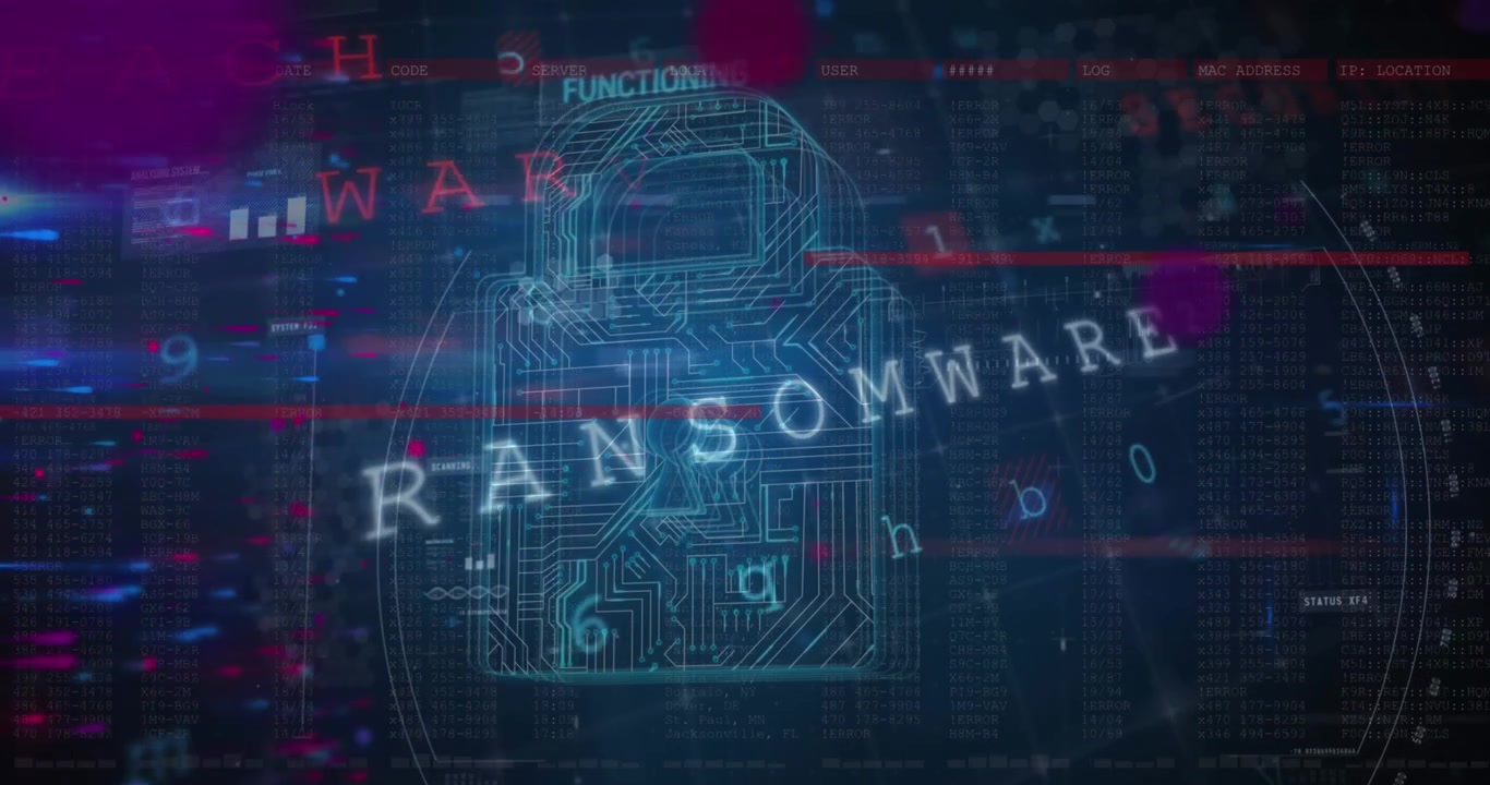 Animation of data processing over padlock