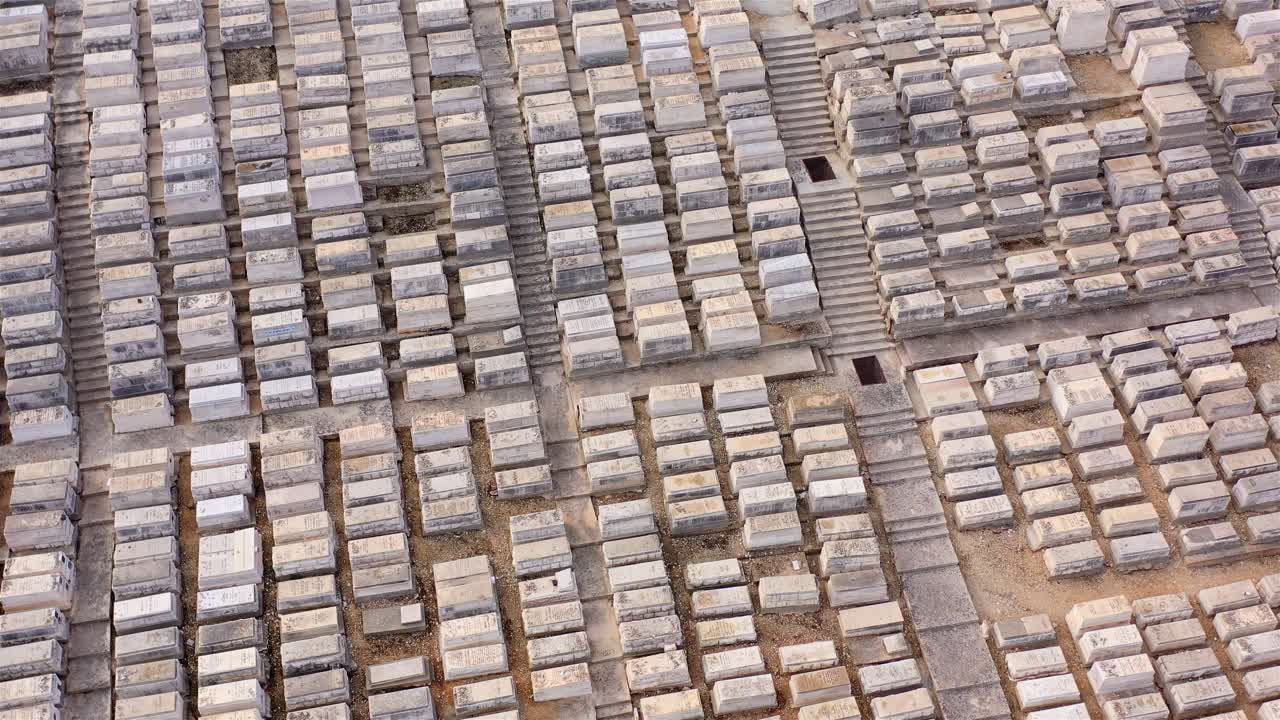 Aerial View of a Densely Packed Jewish Cemetery