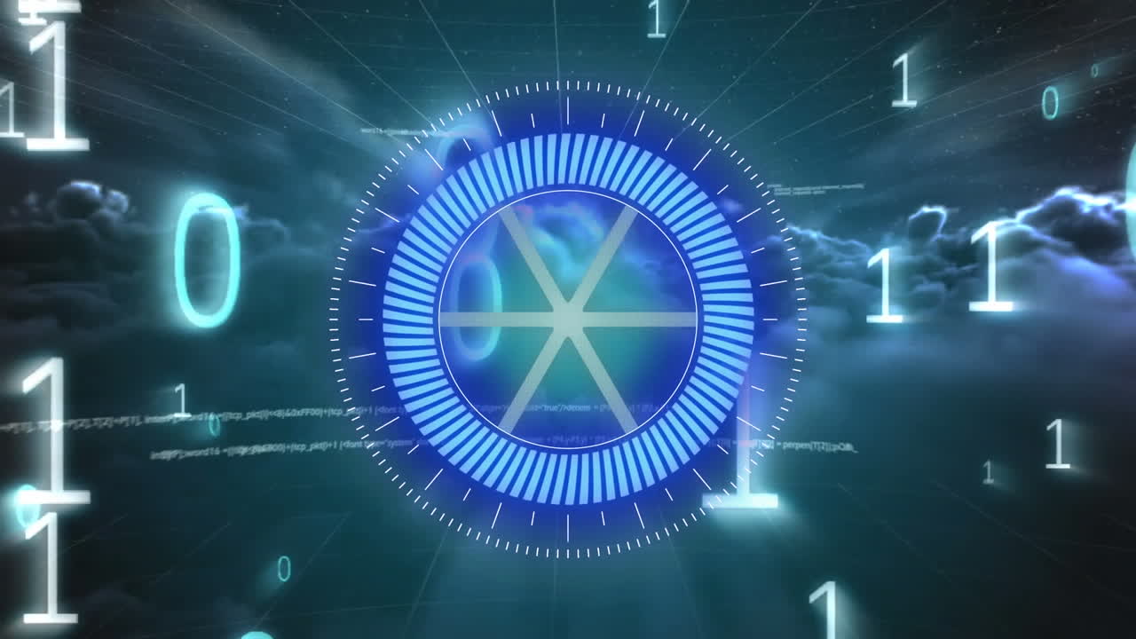 구름 위의 범위 스캐닝과 데이터 처리의 애니메이션