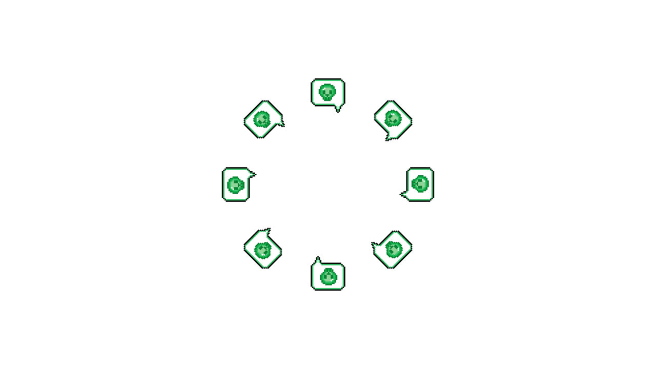 Pixel Art Speech bubble SKull Spinning Circle Animated Overlay Transparent 30fps (5)