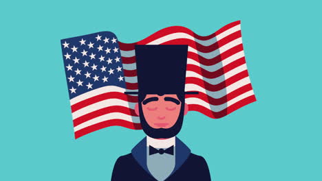 abraham lincoln with usa flag animation