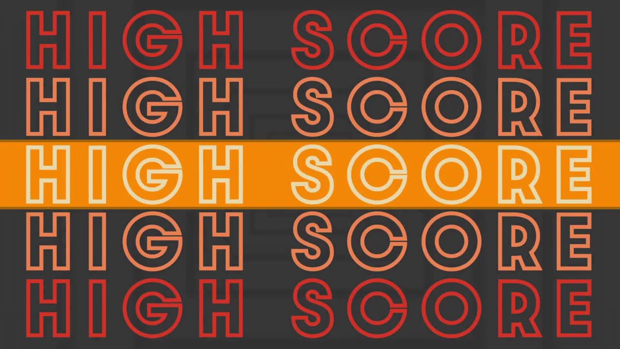 animación de texto de buenas vibraciones en repetición con rayas naranjas sobre cuadrados grises