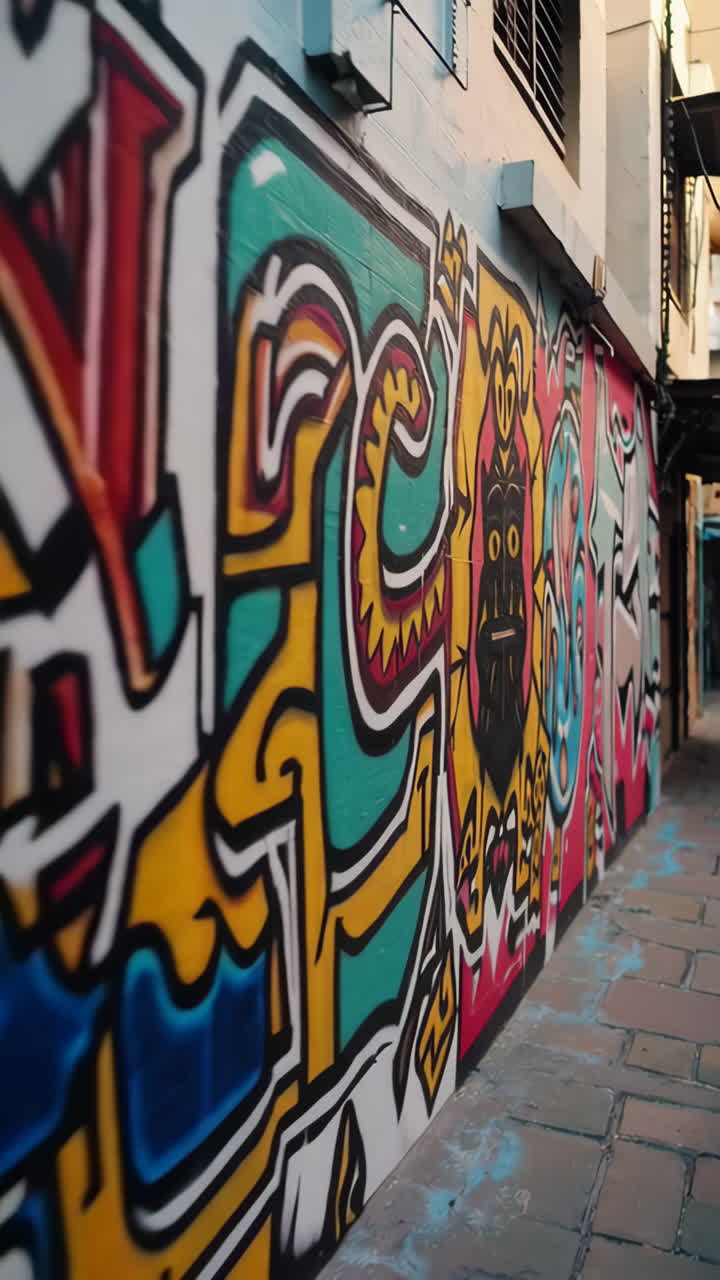 Graffiti colorati su un muro cittadino