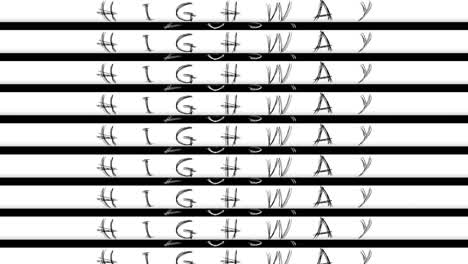 Motion-graphics,-black-and-white-tubes-rotate-in-3d-with-the-word-lost-highway