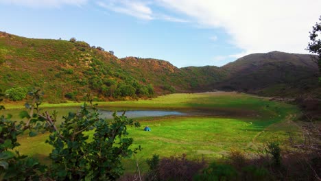 a pretty tamezguida lake at the top of the algerian atlas mountain