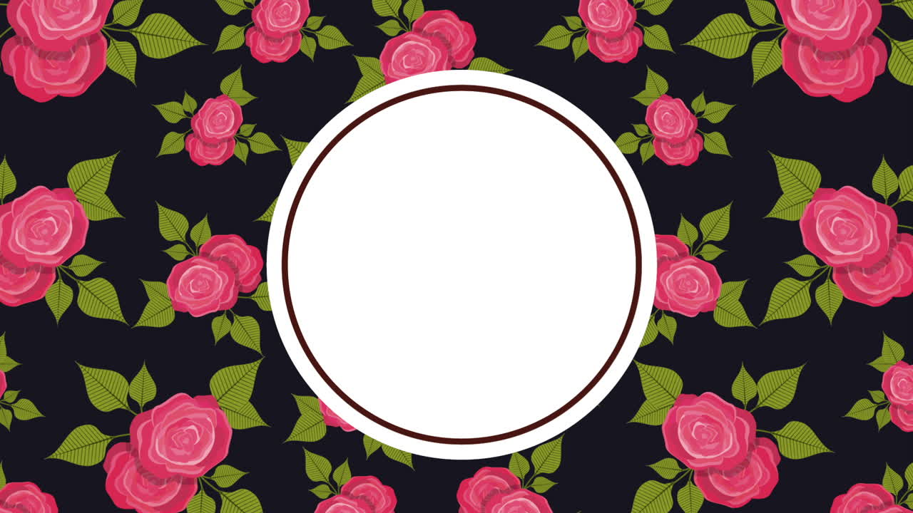 elegante patrón de rosa con marco ovalado blanco