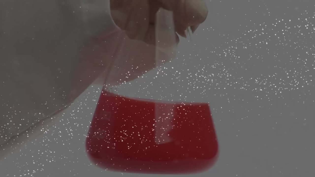 animación de la cadena de adn girando n moléculas sobre la copa de medidas químicas