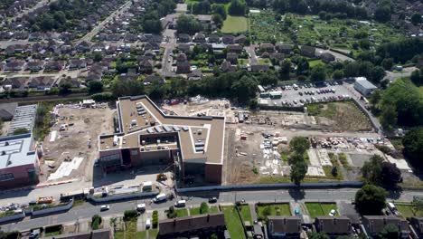 4K-drone-video-of-the-new-Barton-Manor-school-being-built-in-Canterbury-Kent,-UK