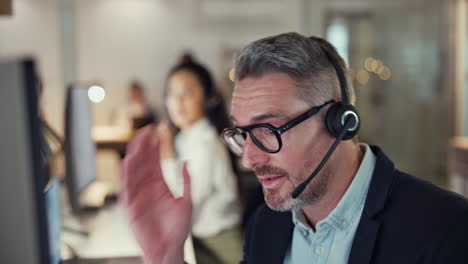 Agent,-call-center-and-man-frustrated