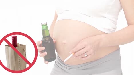 animation of prohibition sign over pregnant woman