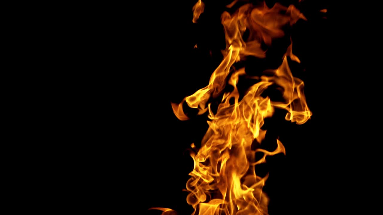 Burning fire. Fire flames on black background. Slow motion
