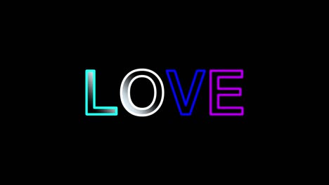 stroke 2d animation of word love in different colors. colorful 4k 2d animation of neon text.