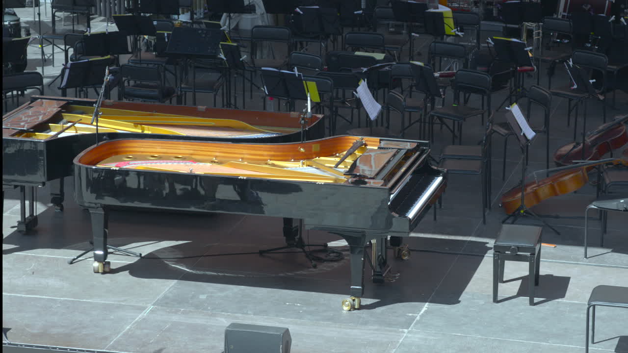 Two Grand Pianos on Stage with Orchestra Seating