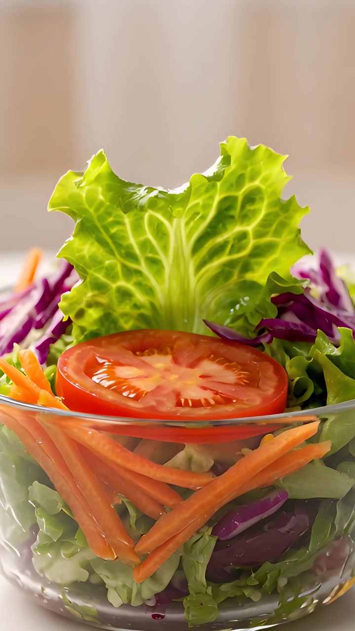 Salad Segar Sehat dengan Latar Belakang Buram 4K