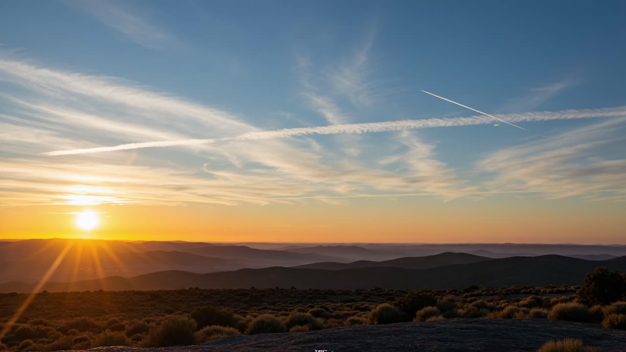 Breathtaking Sunrise Over Rolling Hills Captured in Two Frames, Highlighting the Beautiful Colors of Dawn and the Calmness of Nature