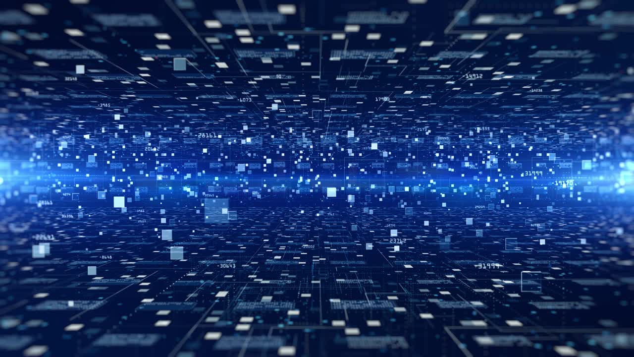 Digital cyberspace futuristic, Digital data matrix flowing and lighting, 5g high-speed connection data analysis process motion abstract background.